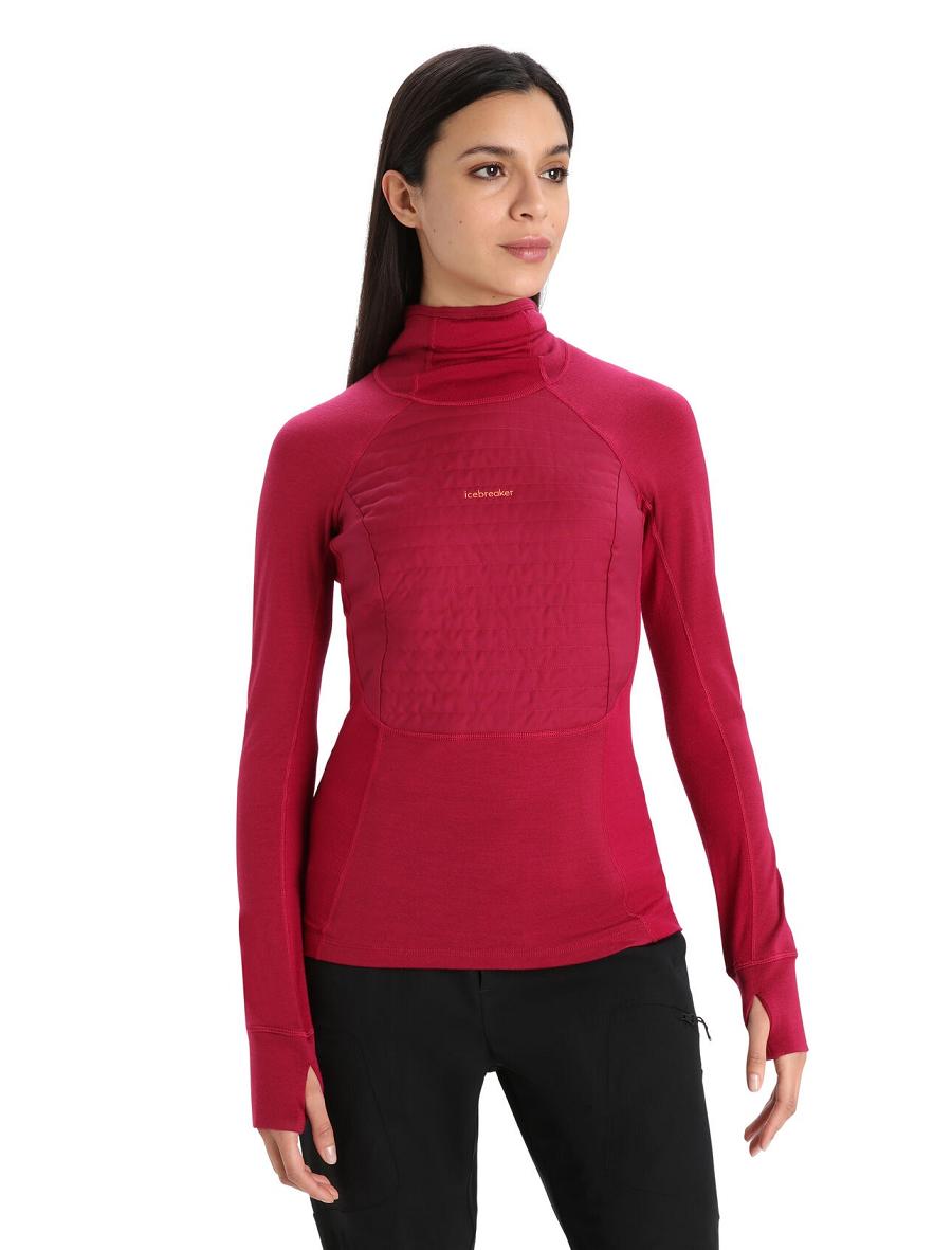 Icebreaker ZoneKnit™ Merino Insulated Long Sleeve Hoodie Női Base Layers Rózsaszín | HU 1884OKIR